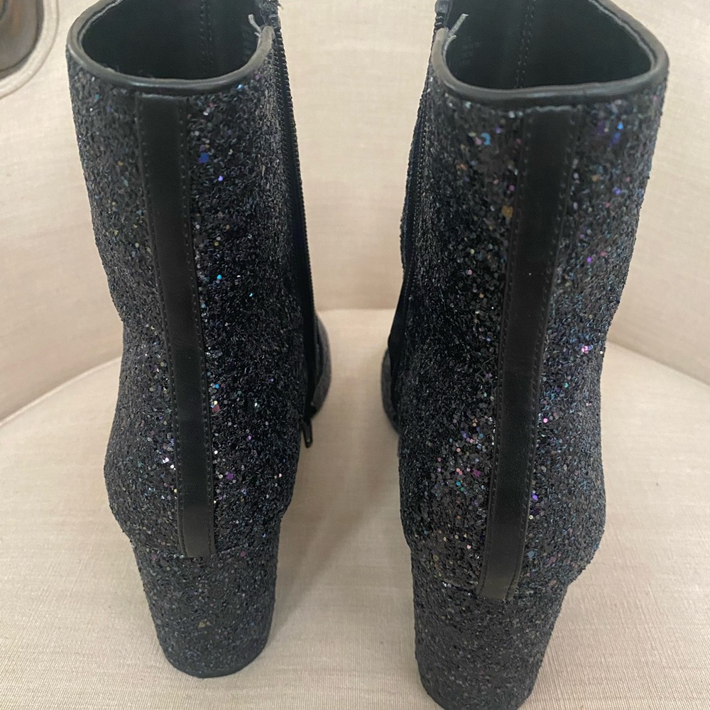 J Crew Black Glitter Ankle Boots Size 10 - Picture 4 of 6